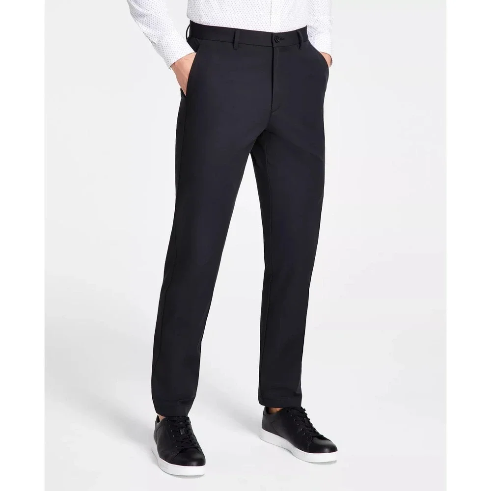 Michael Kors Men's Classic-Fit Cotton-Blend Dress Pants Black Size 35W 30L